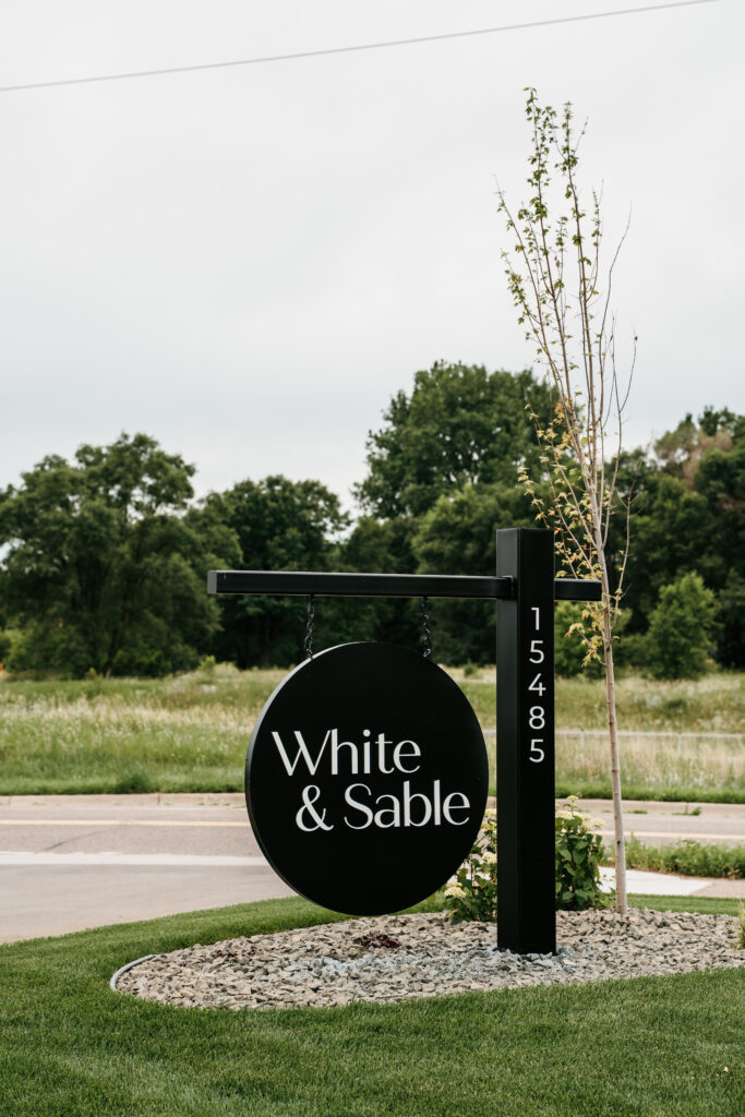 white and sable wedding